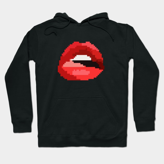 Red Lips (Pixel Art) Hoodie by Dmitry_Buldakov